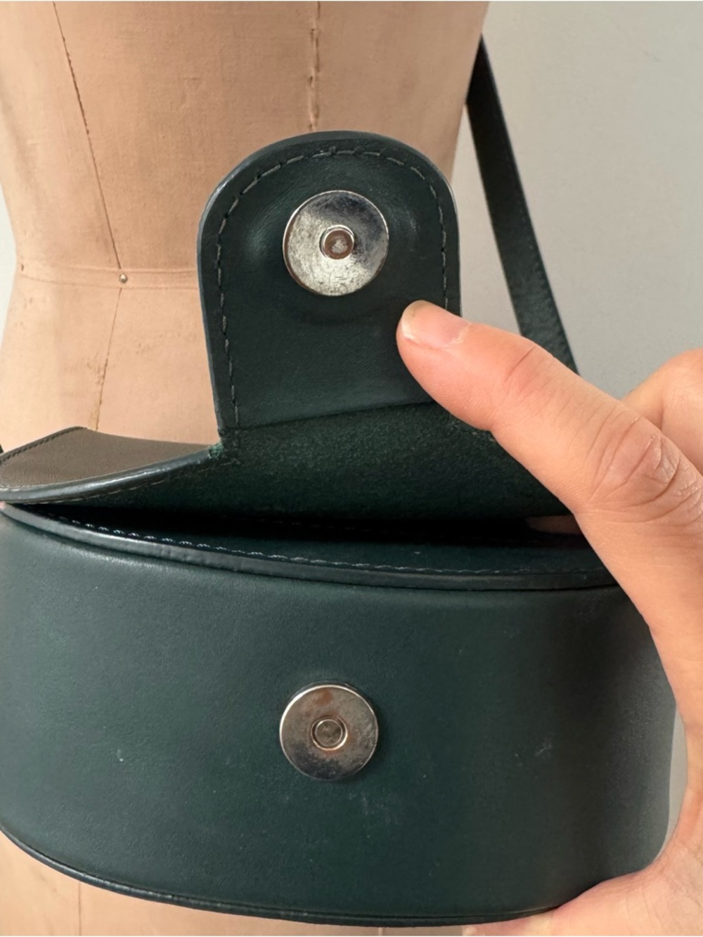 COS Dark Green Crossbody Leather Saddle Bag - Picture 10 of 16